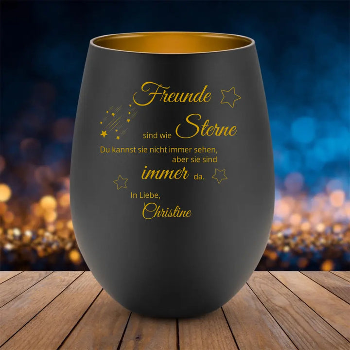 "Freunde sind wie Sterne" - Windlicht (personalisierbar) - cheerwear