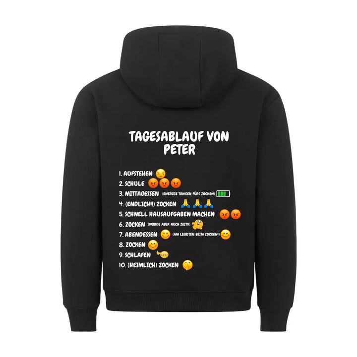 "Tagesablauf Zocken" - Hoodie Unisex (personalisierbar) - cheerwear