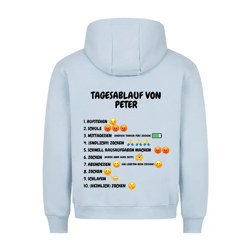 "Tagesablauf Zocken" - Hoodie Unisex (personalisierbar) - cheerwear