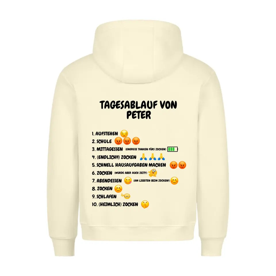 "Tagesablauf Zocken" - Hoodie Unisex (personalisierbar) - cheerwear