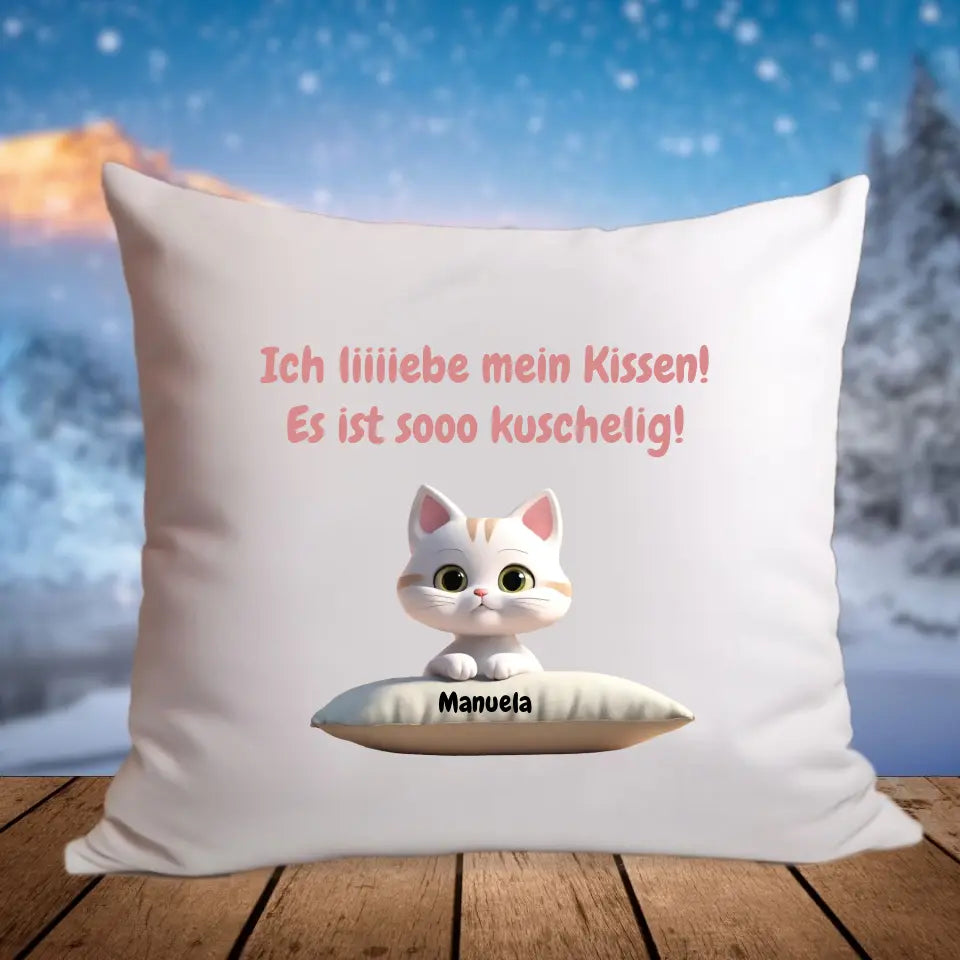 "Katze mit Kissen" - Kissen (personalisierbar) - cheerwear