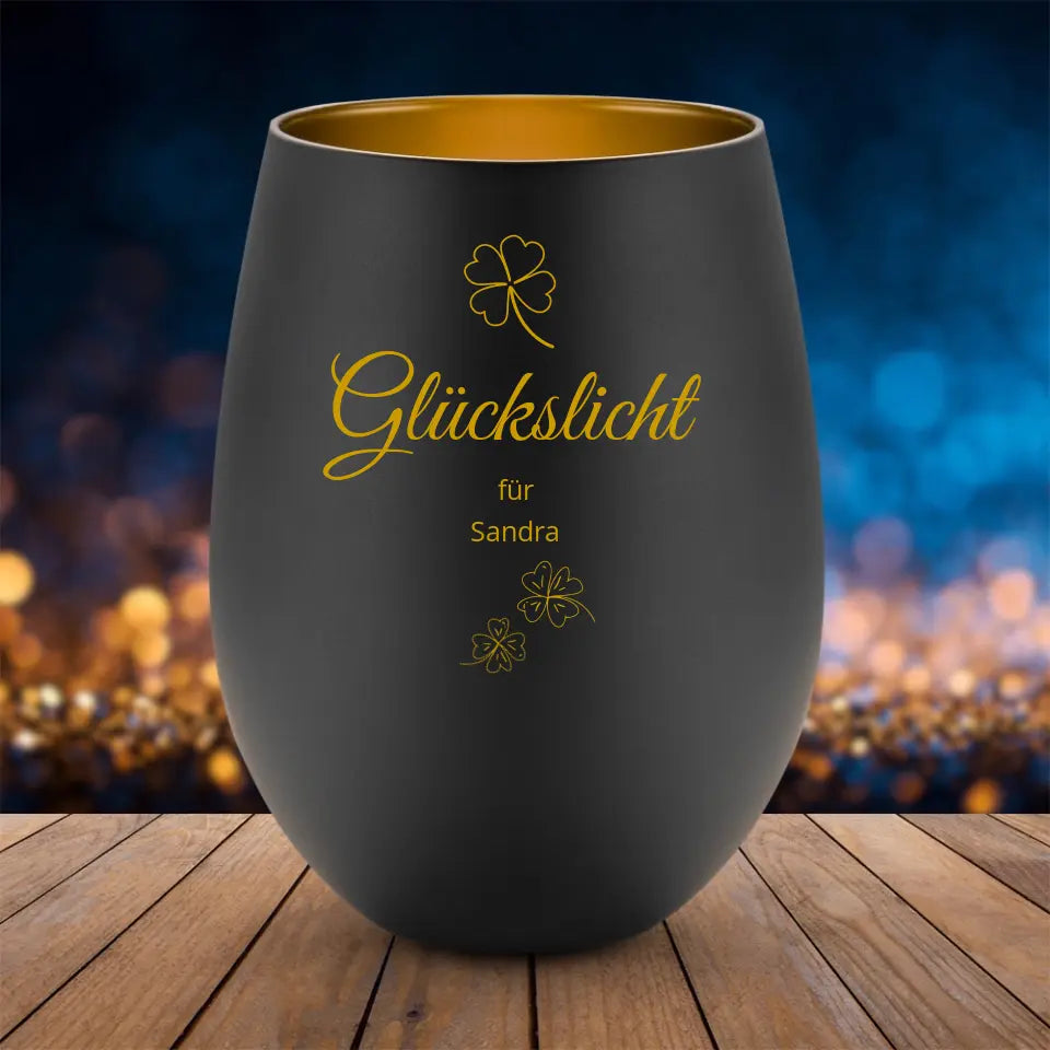 "Glückslicht" - Windlicht (personalisierbar) - cheerwear