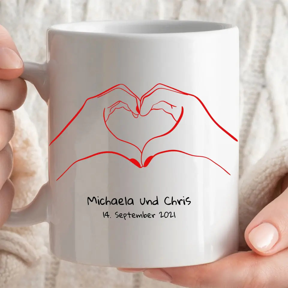 "Herzenspaar" - Tasse (personalisierbar) - cheerwear