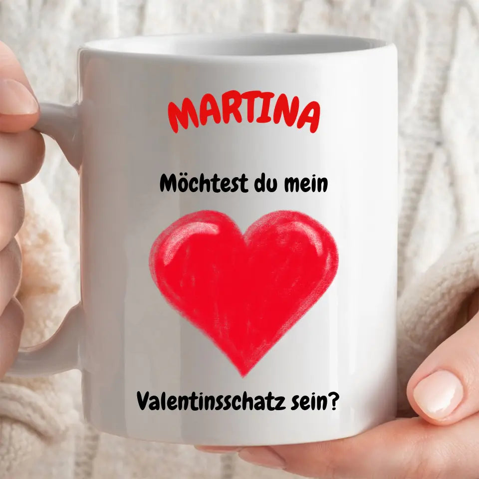 "Valentinsschatz" - Tasse (personalisierbar) - cheerwear