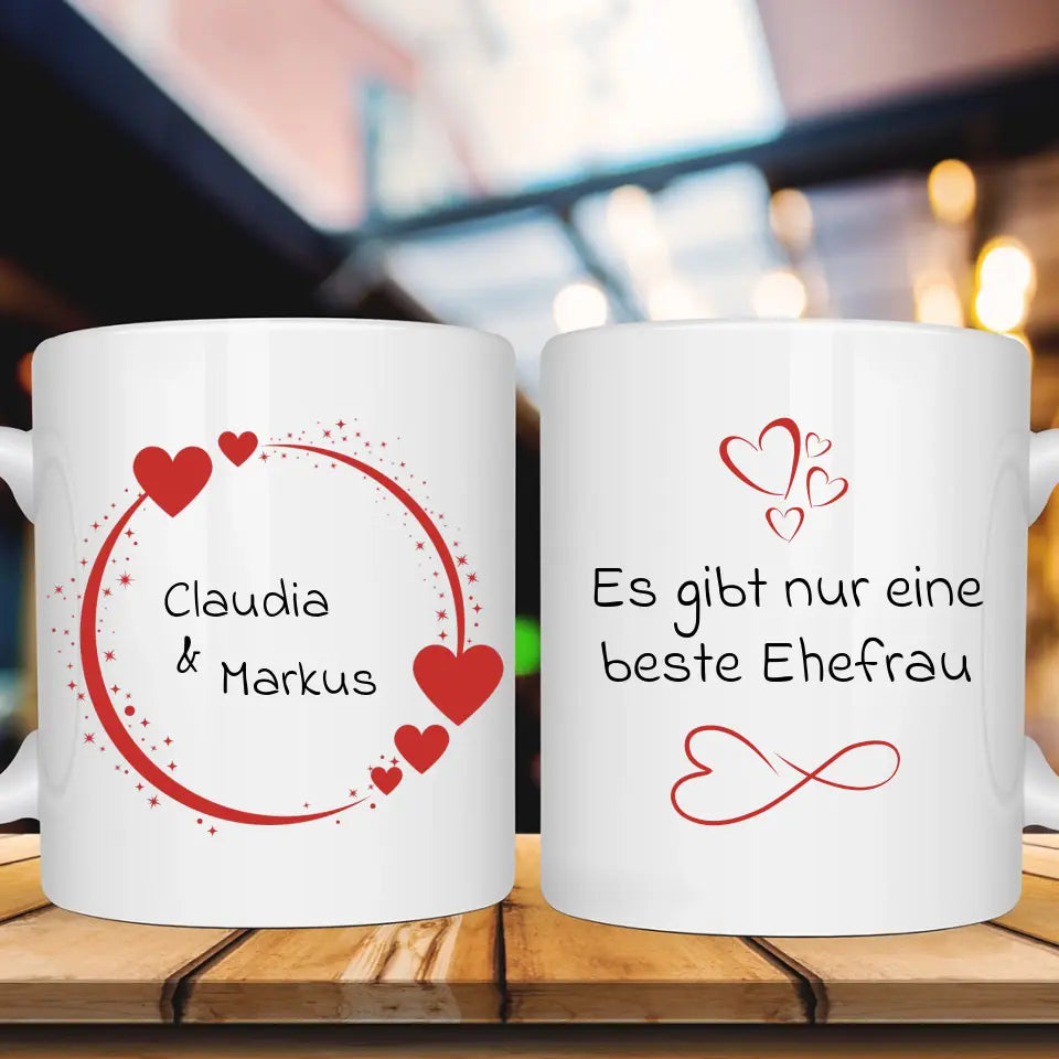 "Beste Ehefrau" - Tasse (personalisierbar) - cheerwear