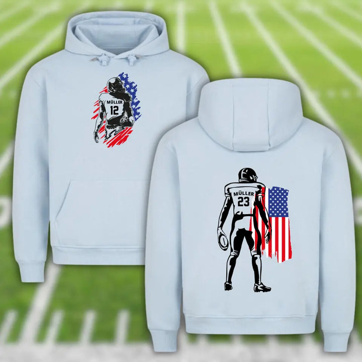 "Football USA" Hoodie Front/Back Unisex (personalisierbar) - cheerwear