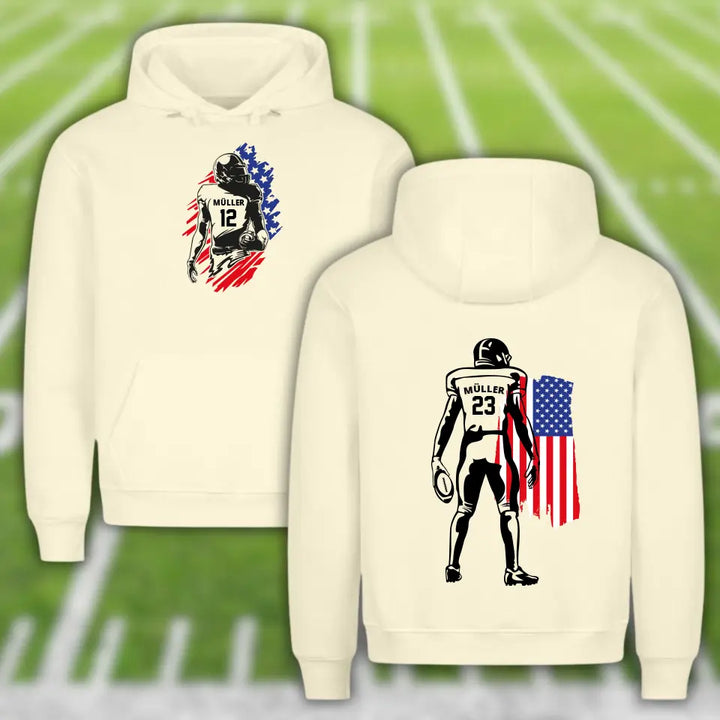 "Football USA" Hoodie Front/Back Unisex (personalisierbar) - cheerwear