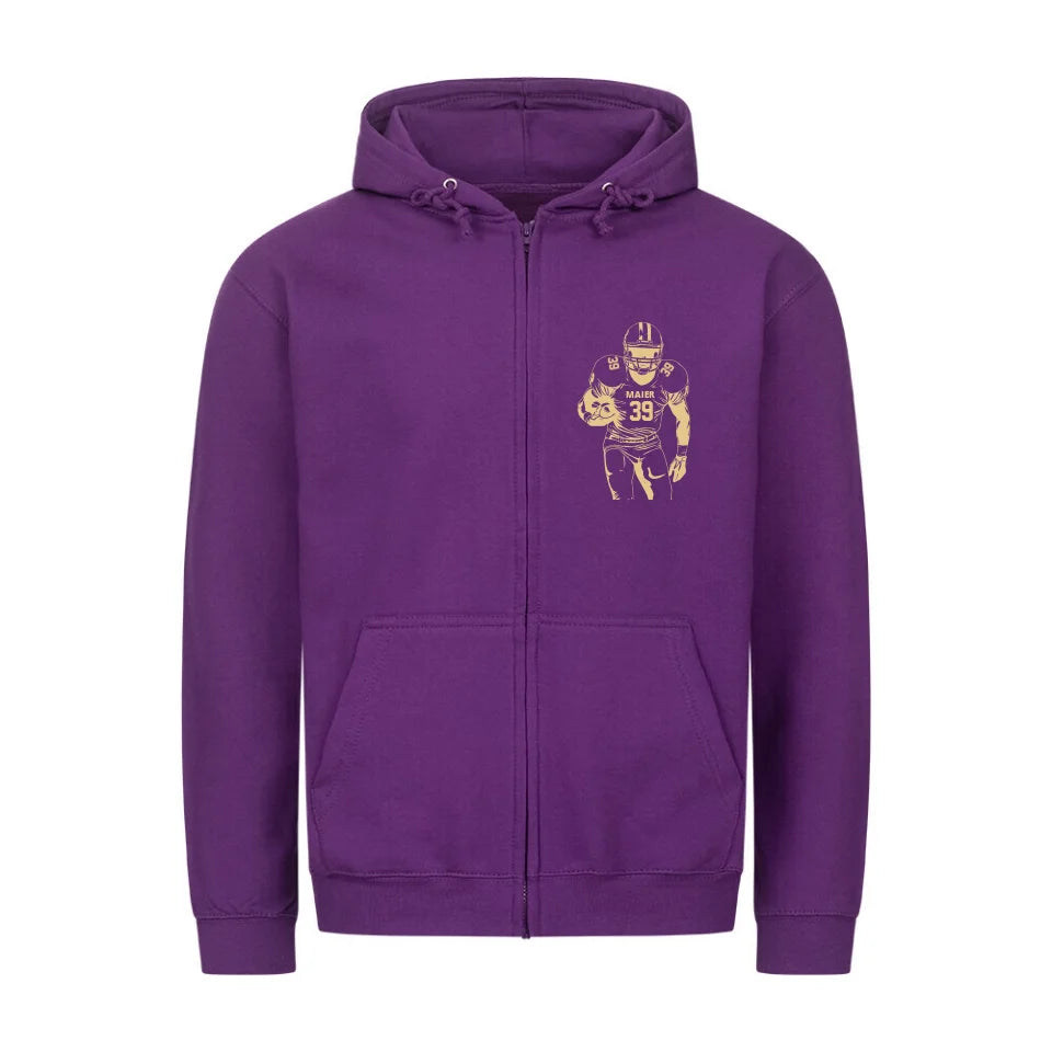 Classic Zipper Hoodie Front purple