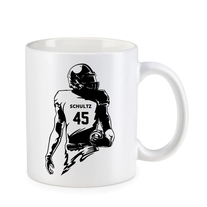 Personalisierbare Football Tasse weiß