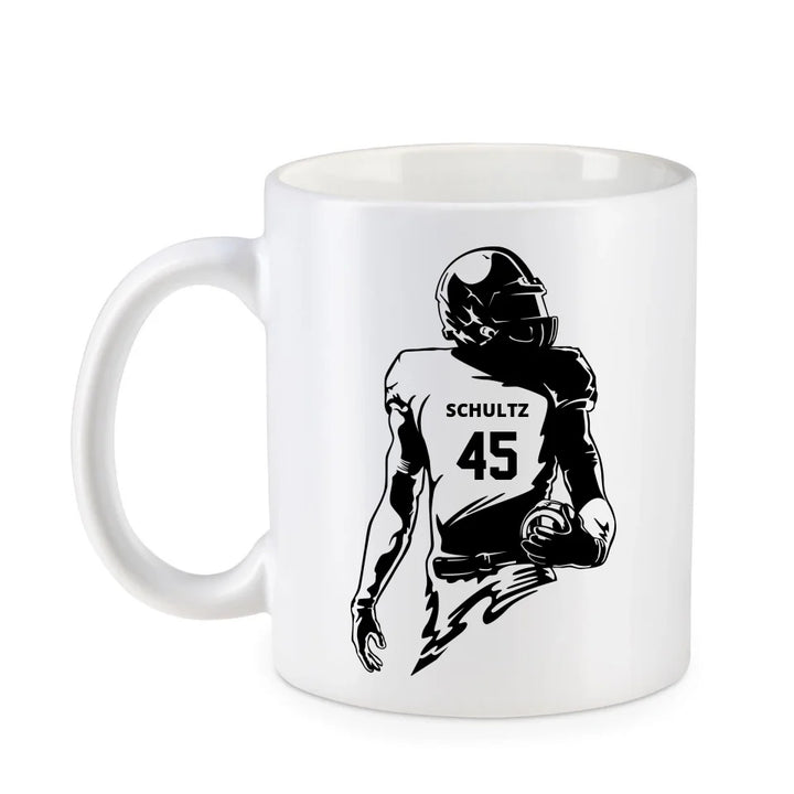 Personalisierbare Football Tasse weiß