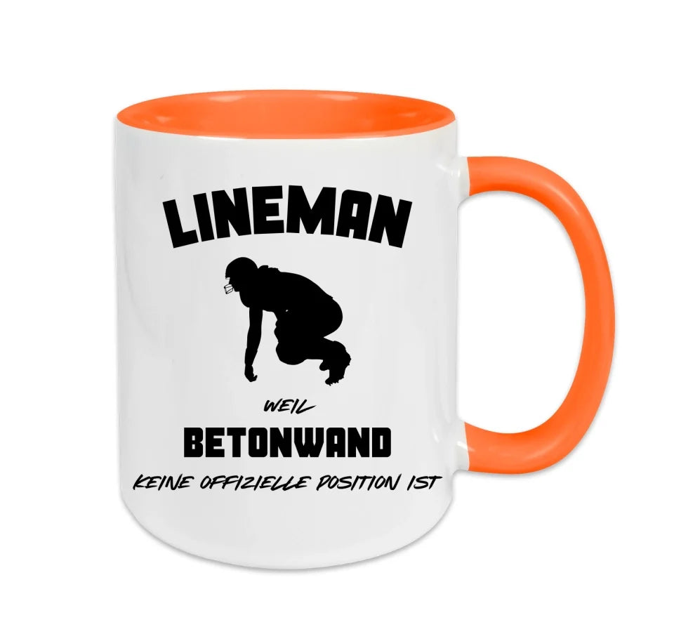 Personalisierbare Football Tasse weiß/orange