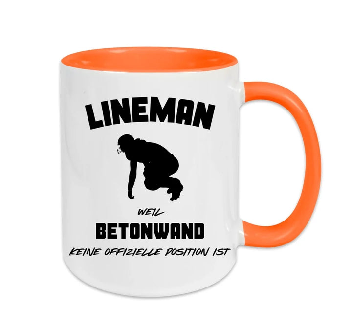 Personalisierbare Football Tasse weiß/orange