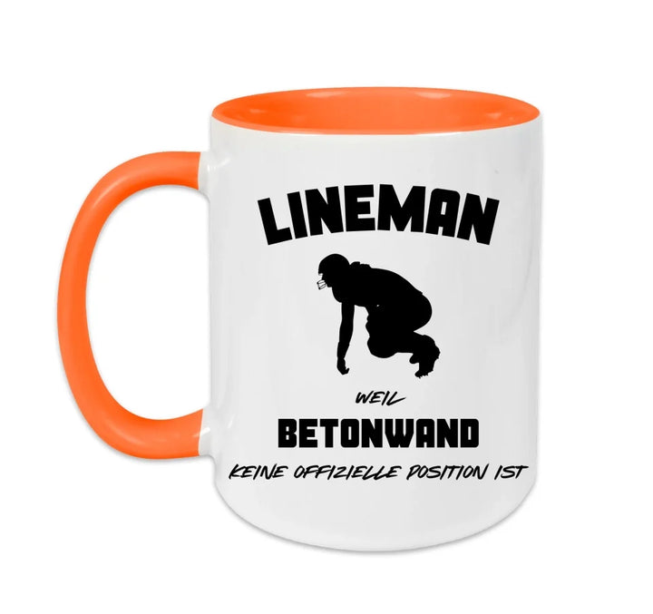 Personalisierbare Football Tasse weiß/orange