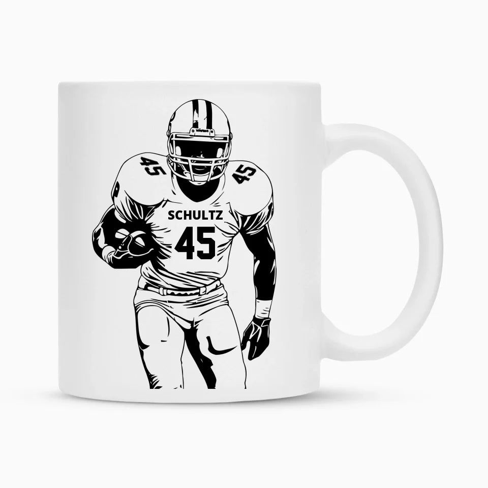 Personalisierbare Football Tasse weiß