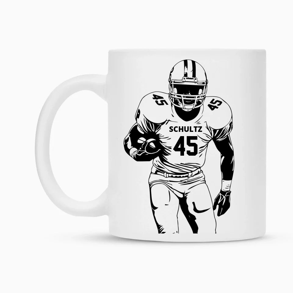 Personalisierbare Football Tasse weiß