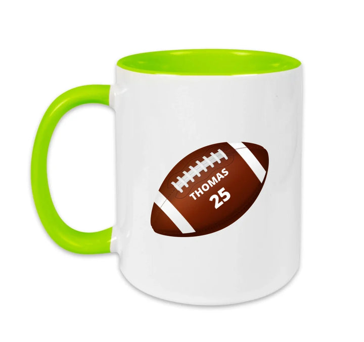 Personalisierbare Football Tasse weiß/grün