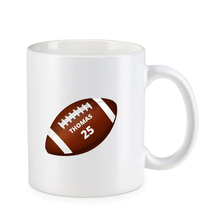 Personalisierbare Football Tasse weiß