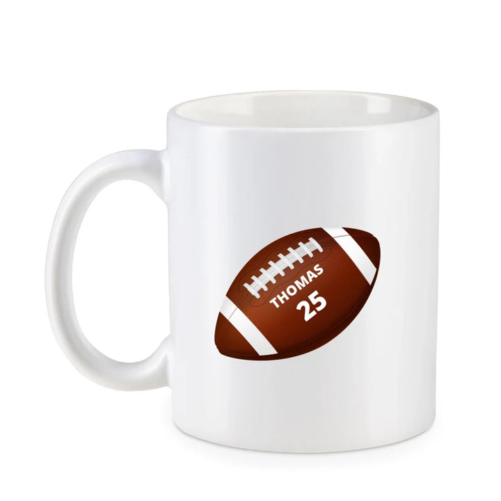 Personalisierbare Football Tasse weiß