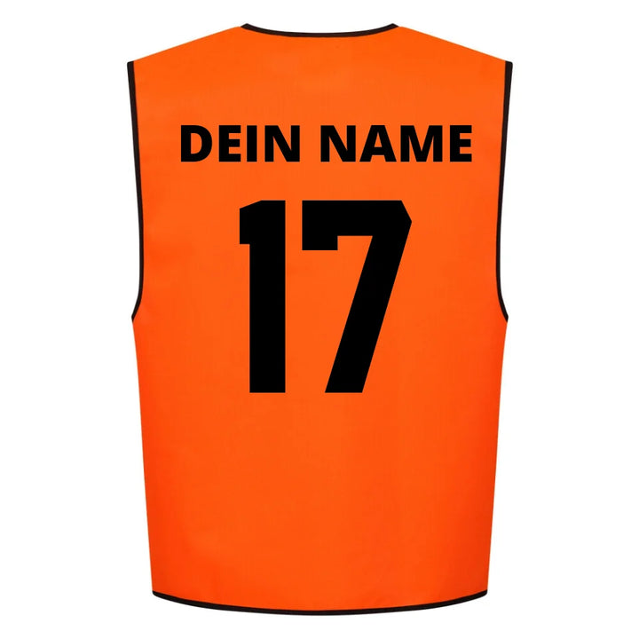 Personalisierbare Fußball Warnweste orange