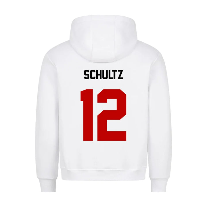 Personalisierbarer Football Hoodie Unisex weiß