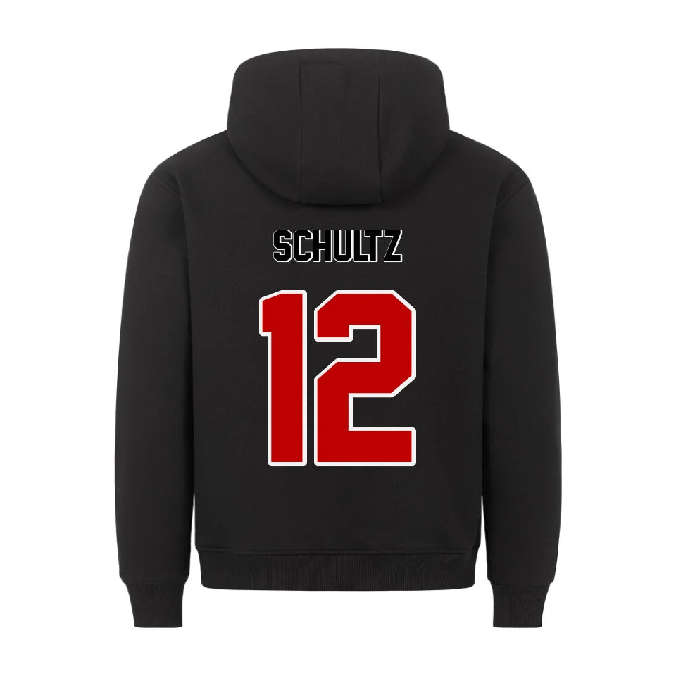 Personalisierbarer Football Hoodie Unisex schwarz