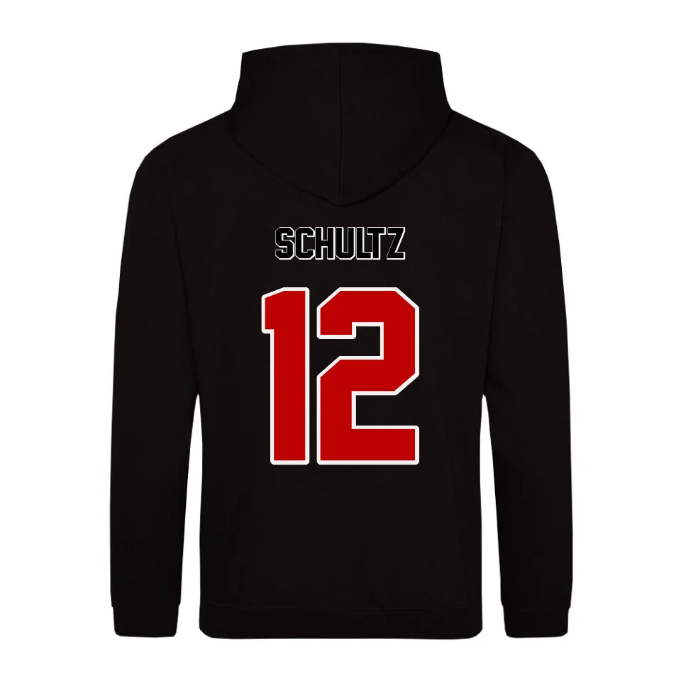 Personalisierbarer Football Zipper Hoodie Unisex schwarz