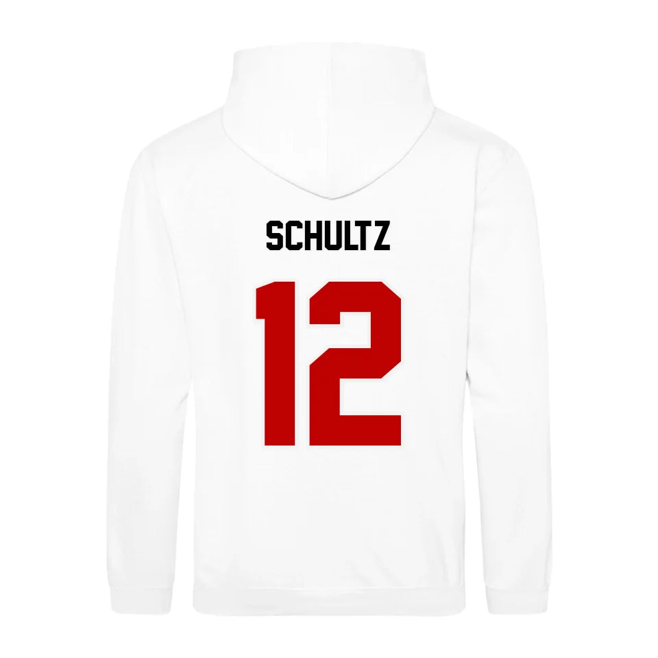 Personalisierbarer Football Zipper Hoodie Unisex weiß