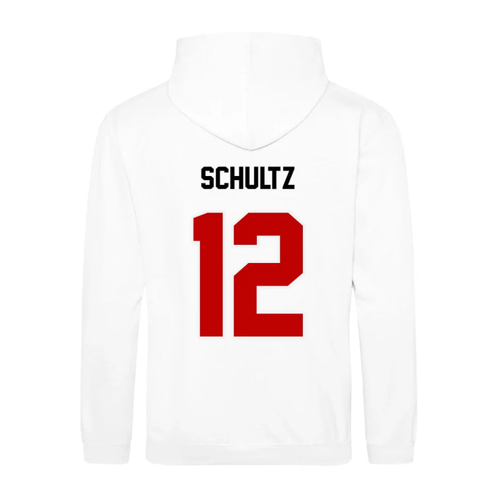 Personalisierbarer Football Zipper Hoodie Unisex weiß