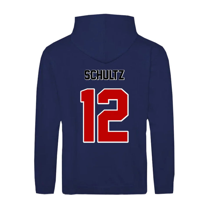 Personalisierbarer Football Zipper Hoodie Unisex Navy Blau