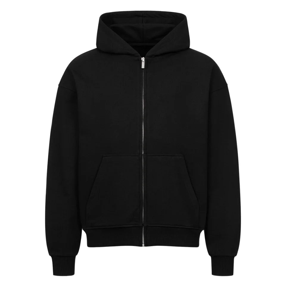 Personaliserbarer Football Oversized Zipper Hoodie 430 GSM Schwarz