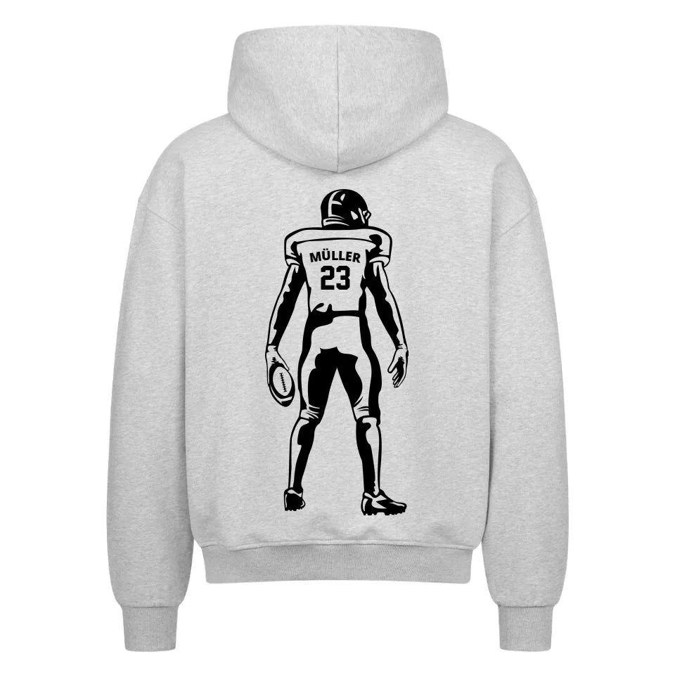 Personaliserbarer Football Oversized Zipper Hoodie 430 GSM Grau