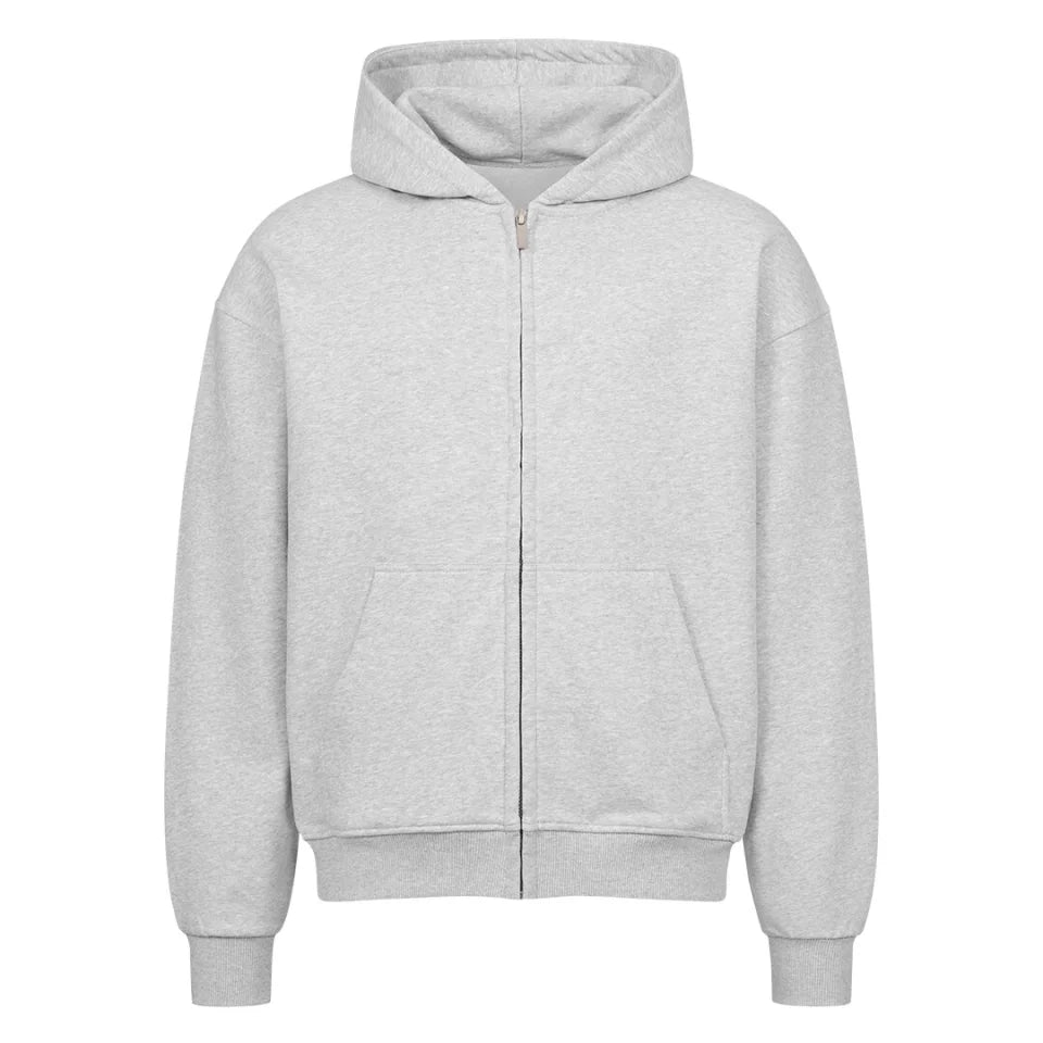 Personaliserbarer Football Oversized Zipper Hoodie 430 GSM Grau