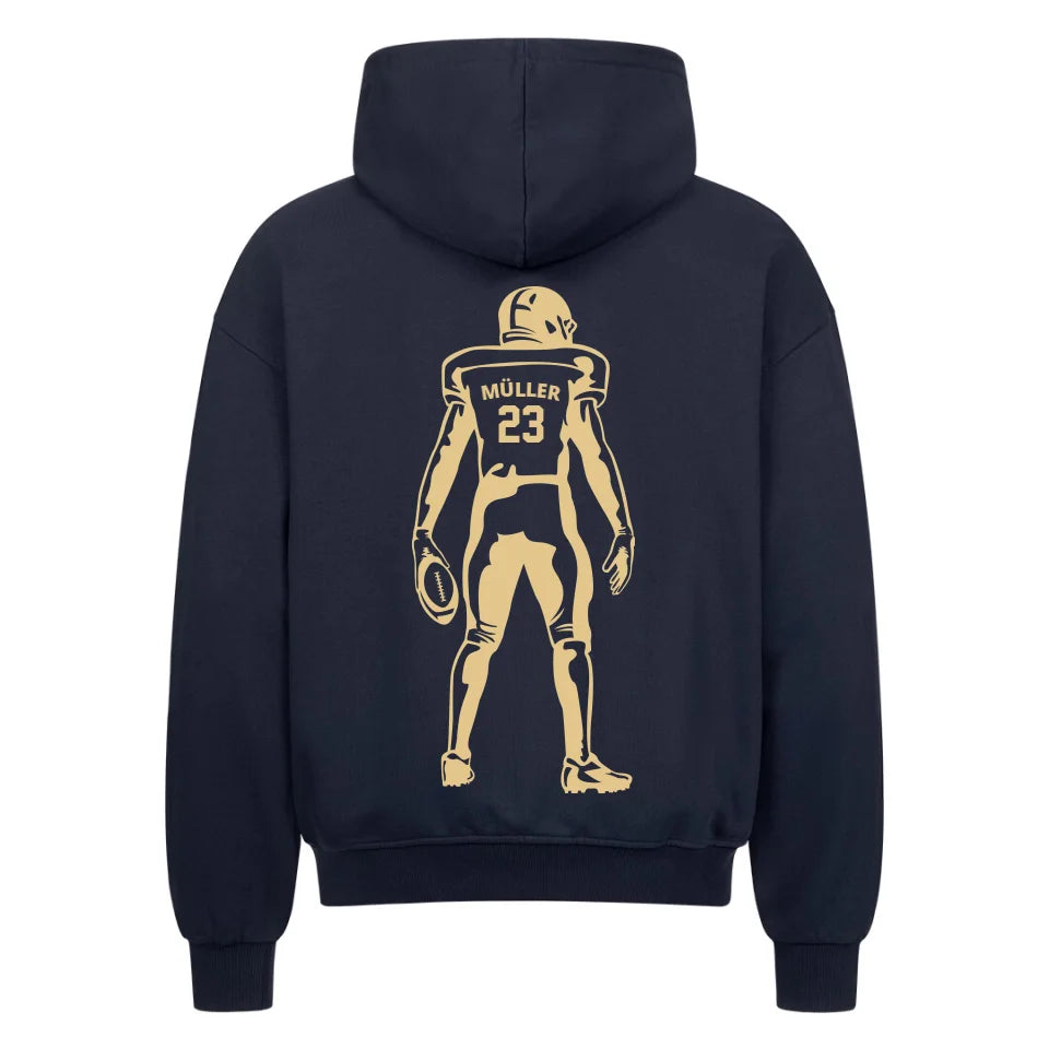 Personaliserbarer Football Oversized Zipper Hoodie 430 GSM Navy Blau