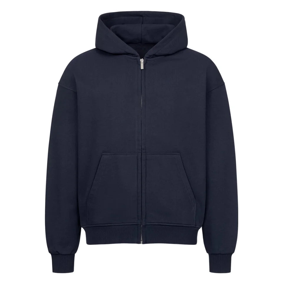 Personaliserbarer Football Oversized Zipper Hoodie 430 GSM Navy Blau