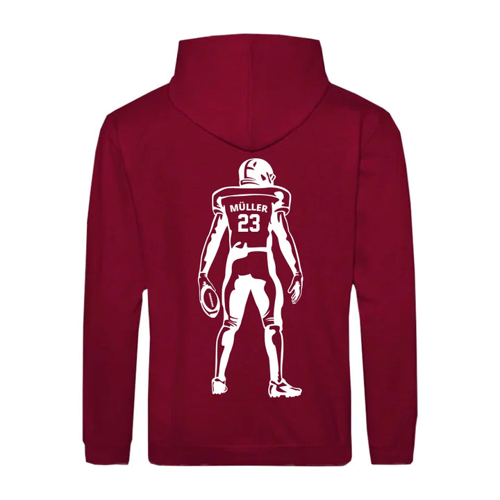 Personaliserbarer Football Zipper Hoodie Bordeaux