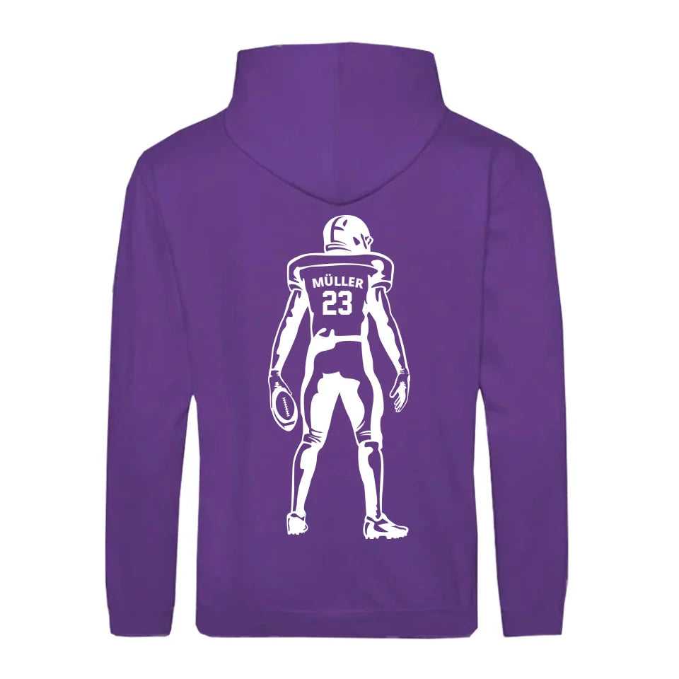 Personaliserbarer Football Zipper Hoodie Lila