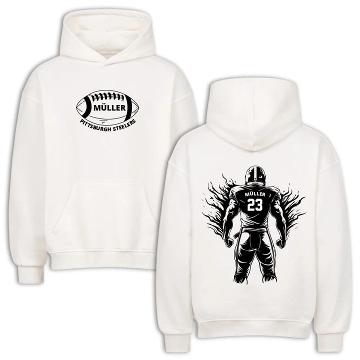 Personalisierbarer Football Oversized Hoodie Weiß