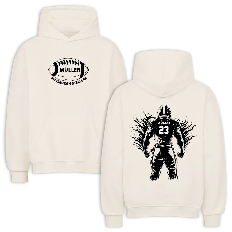 Personalisierbarer Football Oversized Hoodie Beige