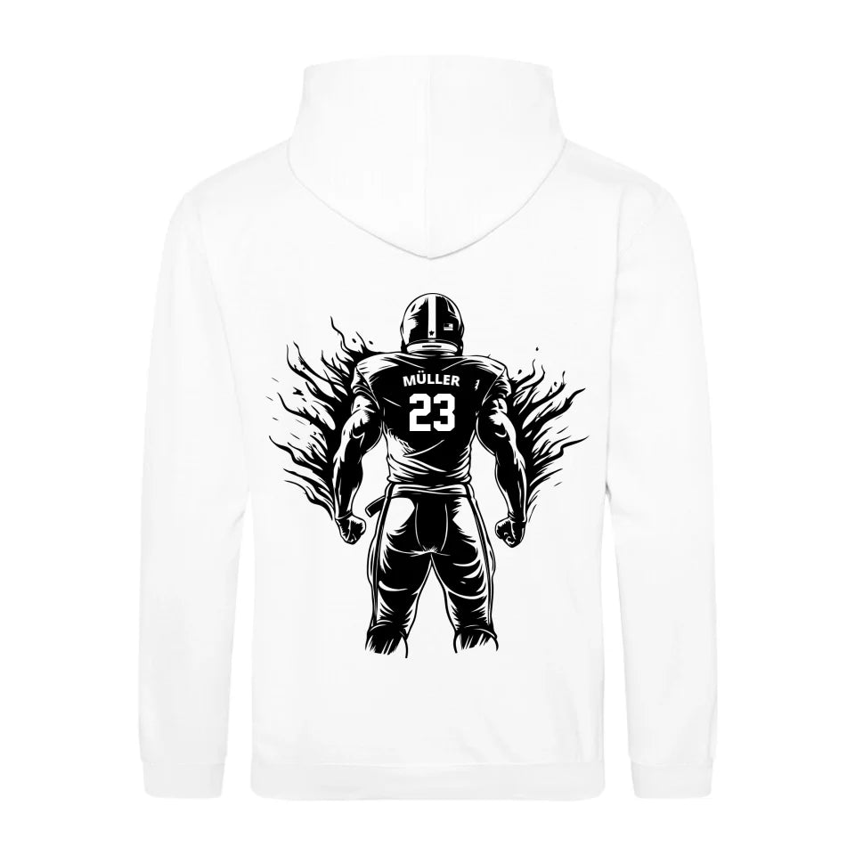 Personalisierbarer Football Zipper Hoodie Weiß