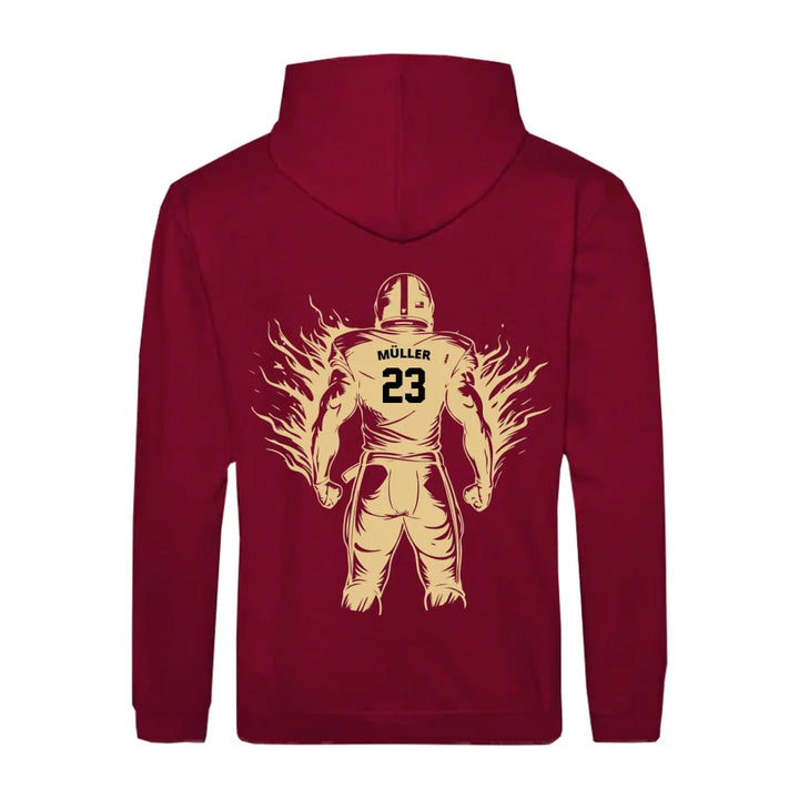 Personalisierbarer Football Zipper Hoodie Bordeaux