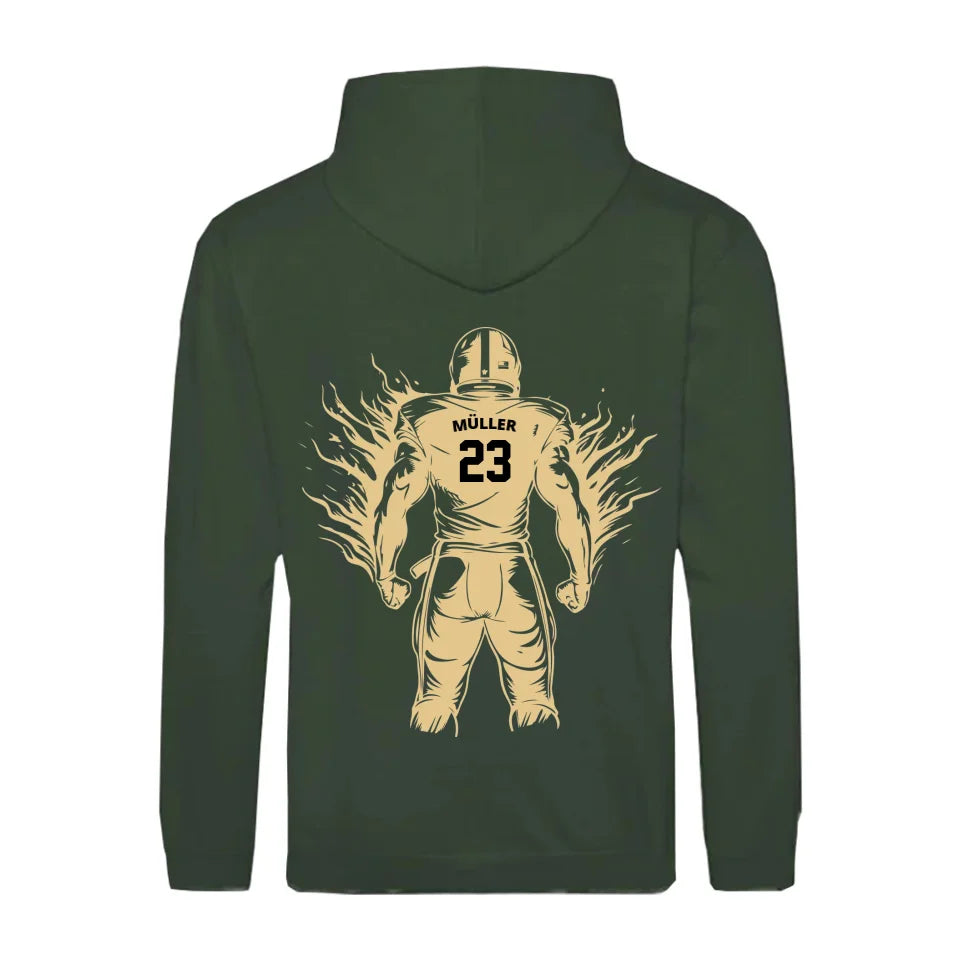 Personalisierbarer Football Zipper Hoodie Grün