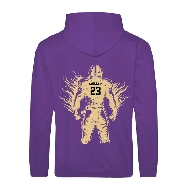 Personalisierbarer Football Zipper Hoodie Lila