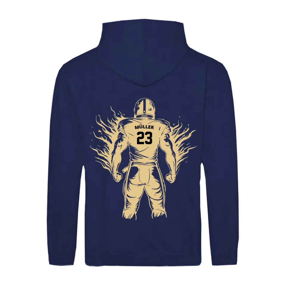 Personalisierbarer Football Zipper Navy Blau