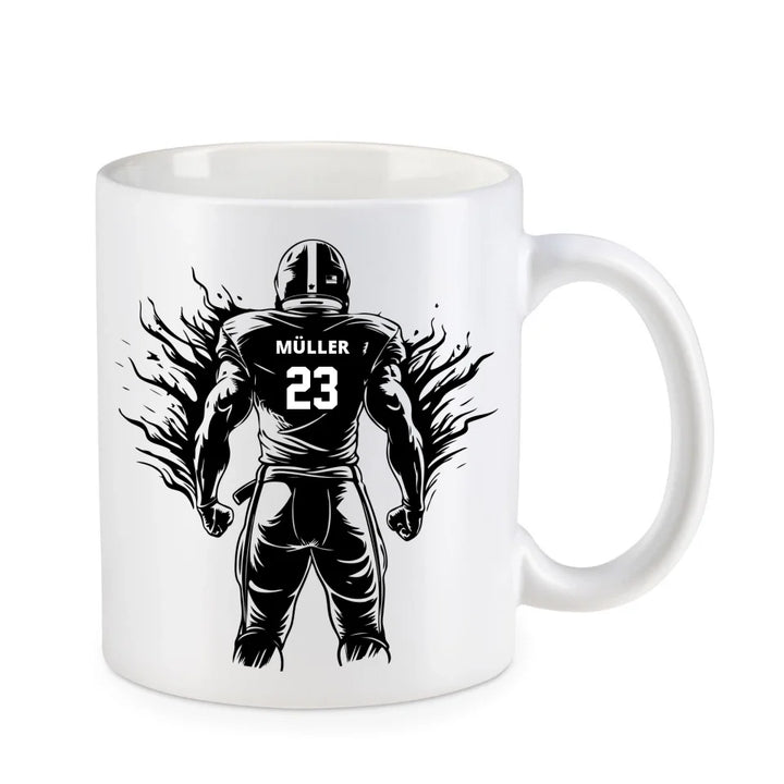 Personalisierbare Football Tasse Weiß