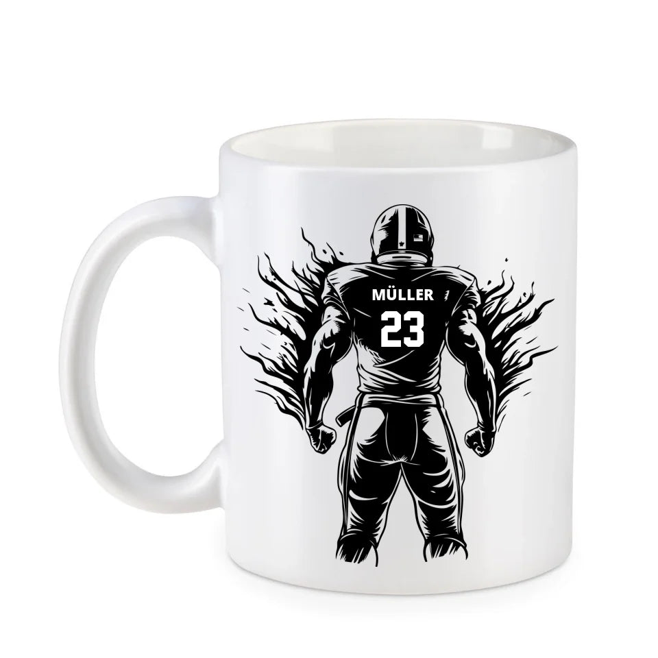 Personalisierbare Football Tasse Weiß