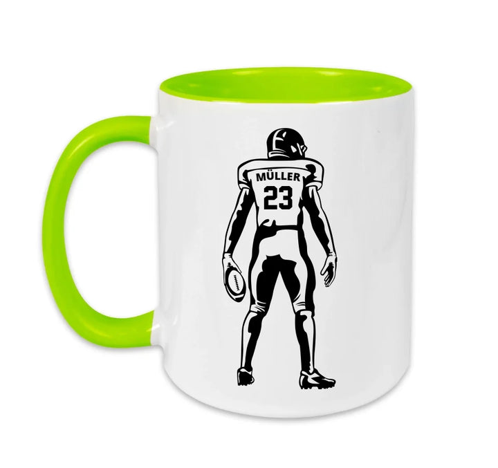 Personalisierbare Football Tasse weiß/grün