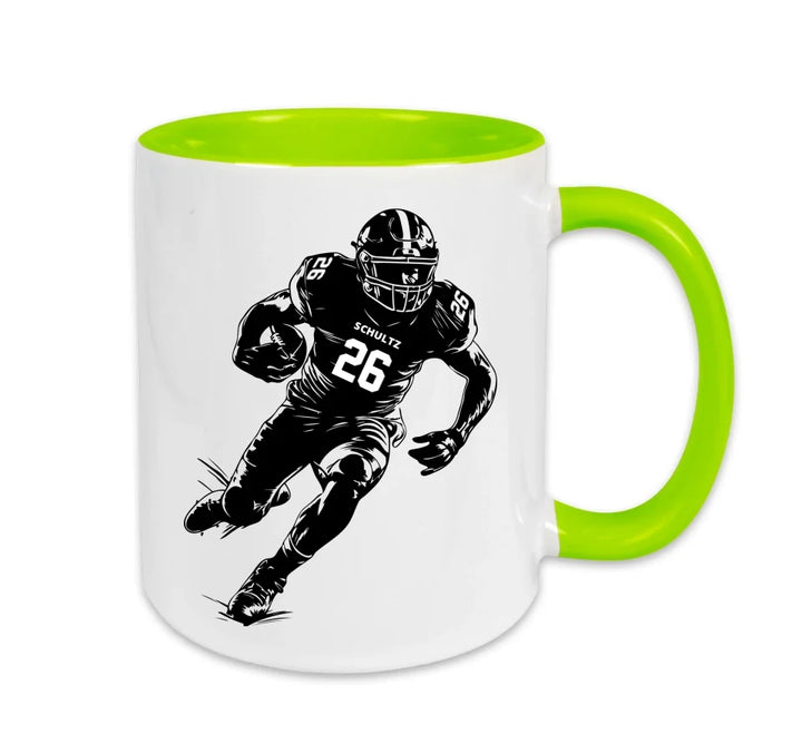 Personalisierbare Football Tasse weiß/grün