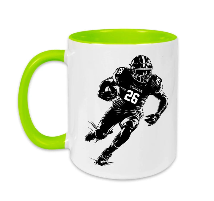 Personalisierbare Football Tasse weiß/grün