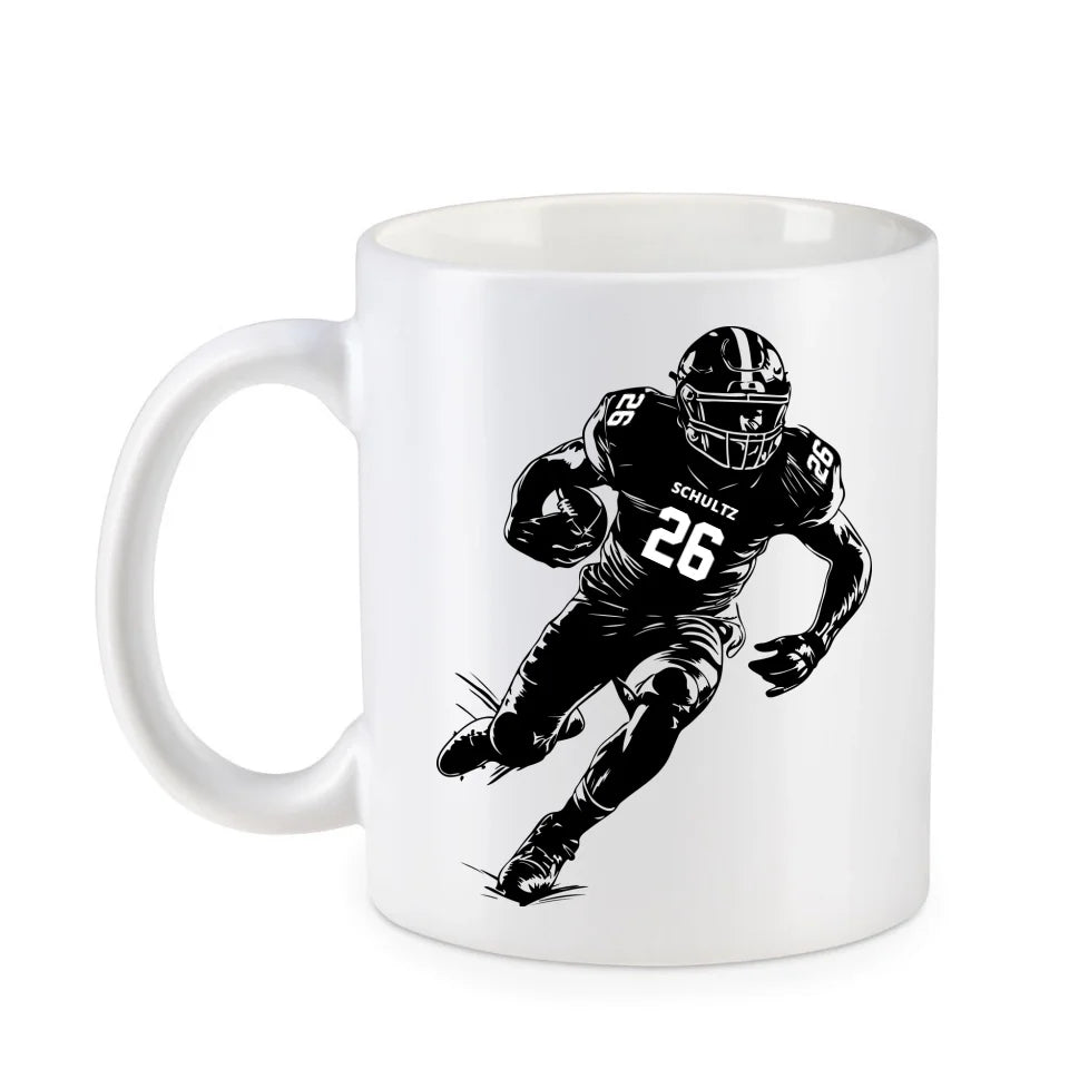 Personalisierbare Football Tasse weiß