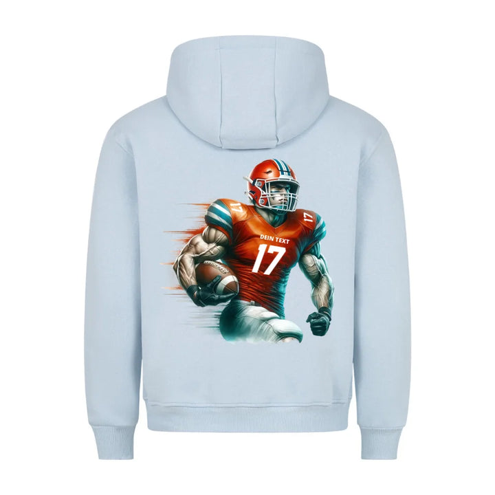 Personalisierbarer Football Hoodie Babyblau